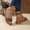 2025 summer new fish mouth leopard print flat bottom one pedal elastic band light and comfortable casual fashion sandals women's batch