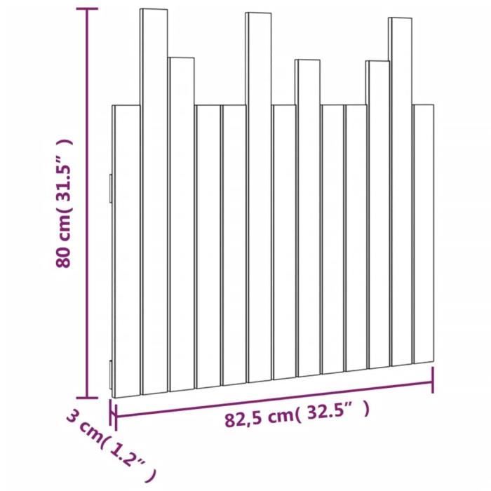 824803 vidaXL Wall-mounted Headboard 82.5x3x80 Cm Solid Pine Wood