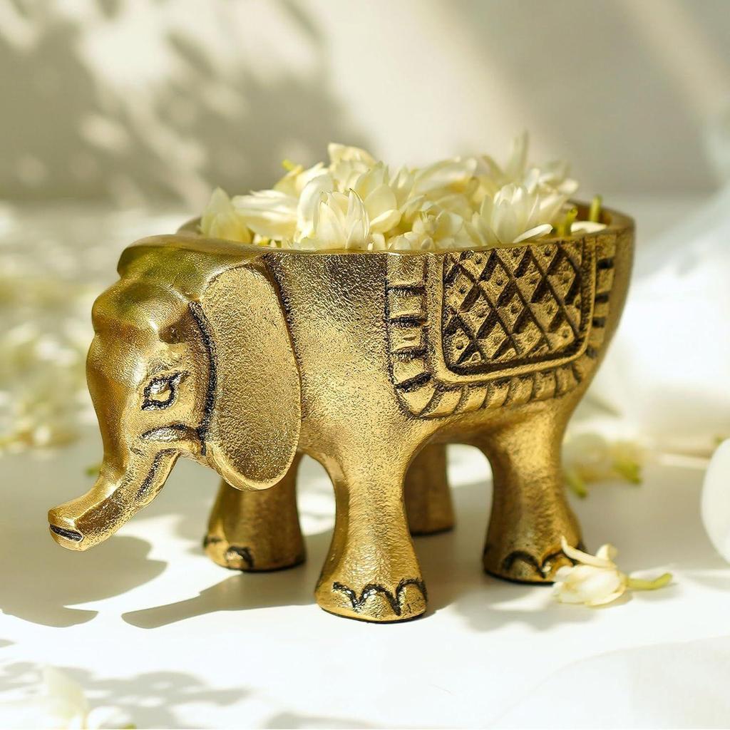 Aluminium Elephant for Good Luck,Statue for Home Decor Tabletop Living Room Office,Candle Holder Gift Showpiece