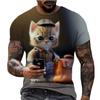 3D Печать Кот Собака Футболка Мужская Смешные Животные Графические Футболки Летняя Мода Повседневный Тренд Интересные