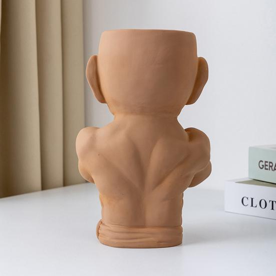 Flower Planter Muscle Man Artistic Modeling Sculpture Dual Use Flower Vase Desktop