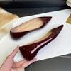 Burgundy Flats Women's Spring and Summer New Sexy Red-soled Shoes Inner Height Increase Temperament Pointed Shallow Mouth Single Shoes