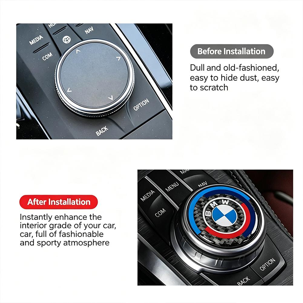 1Pcs Car Multimedia Knob Button Cover Sticker Accessories For BMW G80 G06 G07 G42 G14 G15 G16 F82 F20 F21 F83 M2 M3 M4 M5 M8 F95 QZ7