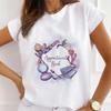 Women's Kawaii Short Sleeve Graphic T-shirt Fashion Girl Love Bottom Cartoon Design Polyester Fiber Summer Goth Style Top