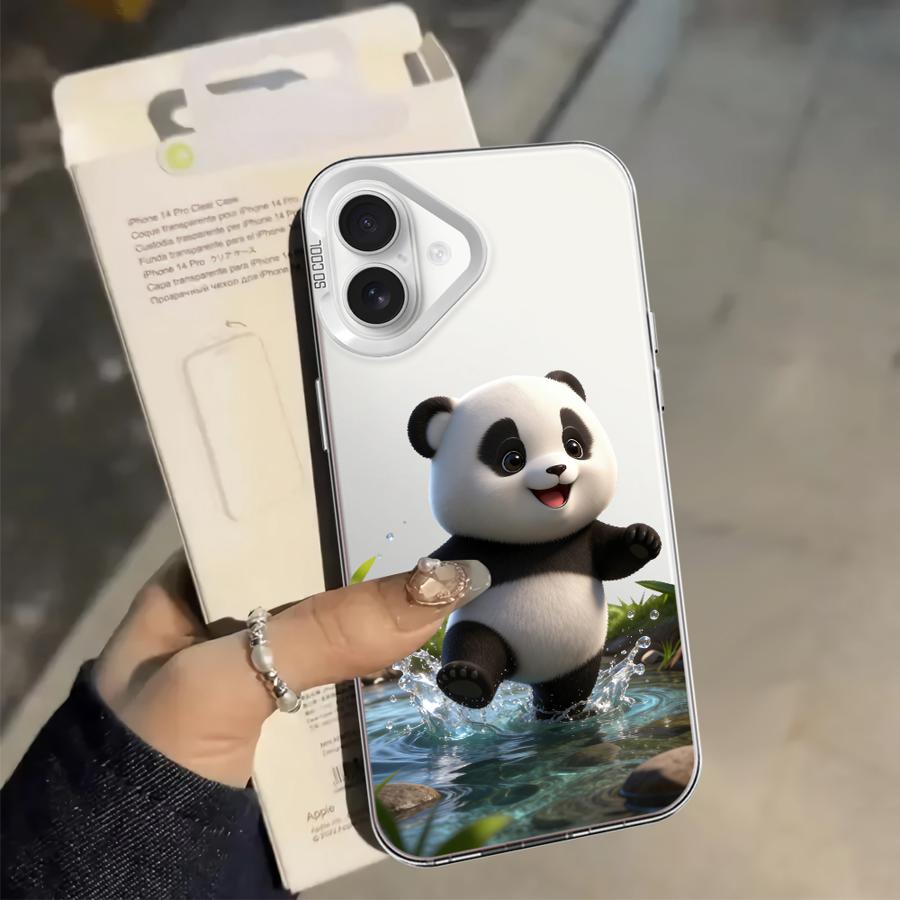 Чехол-накладка с Пандой для iPhone 17 Pro Max 11 XS 13 Pro XR 12 Air 15 Plus 16 14