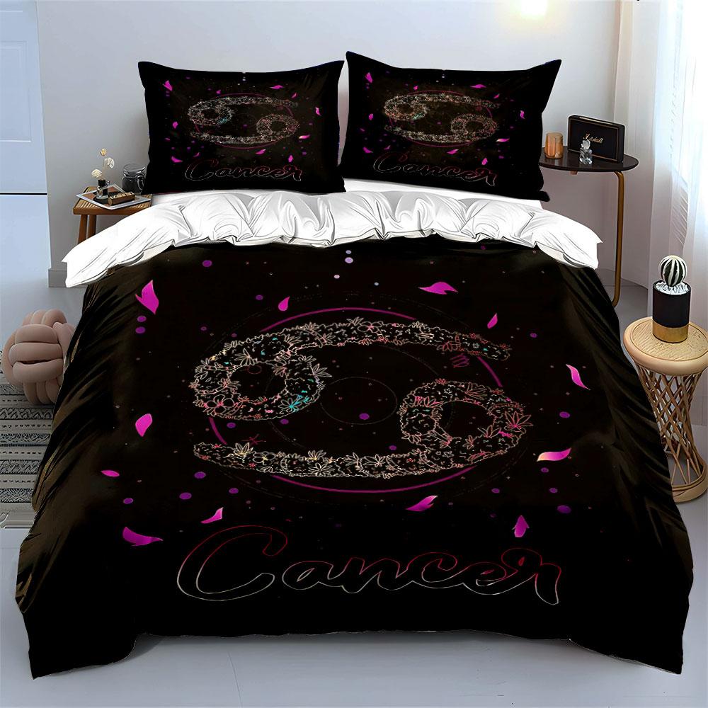 "Zodiac Cancer Bedding Set" Bedding Duvet Cover Set Duvet Cover Pillowcases (1 * Duvet Cover 2 * Pillowcases, without duvet insert)