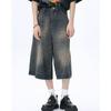 Women's Retro Large Size Denim Shorts Unisex Style Wide Leg Capris Vintage Street Summer Female High Waist Loose Short Jeans