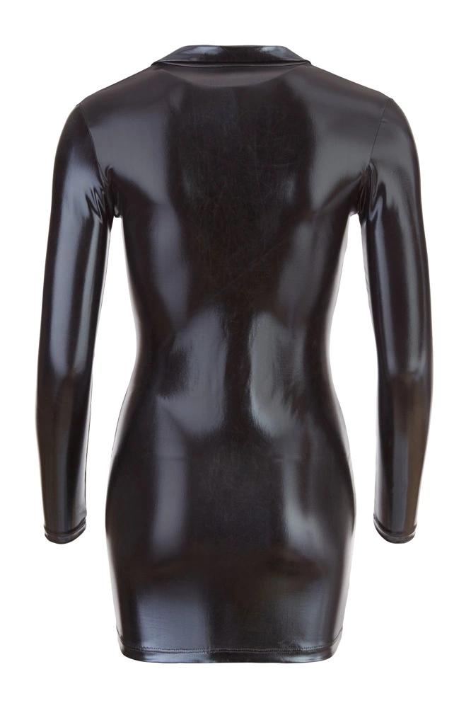 Cottelli PARTY - Sexy Mini Dress with Shine and Collar Black XL
