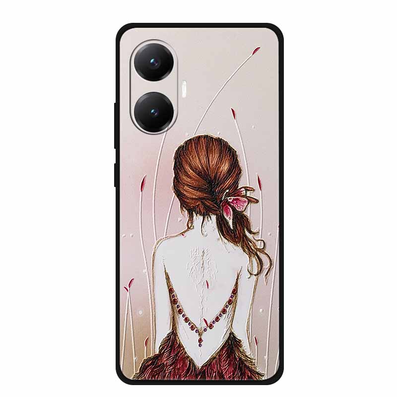 3D Cover For Redmi Turbo 4 Pro 5G Black Bumper Shell Flower Emboss Case Xiaomi POCO F7 Cartoon Flowers Anime Funda Phone Covers
