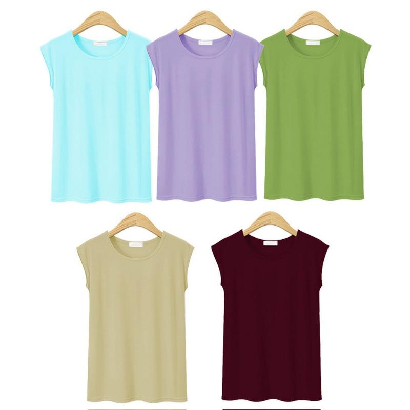 Летняя повседневная однотонная майка с круглым вырезом, классическая футболка без рукавов для женщин, базовая майка, женская модная майка, хлопковые топы, футболки