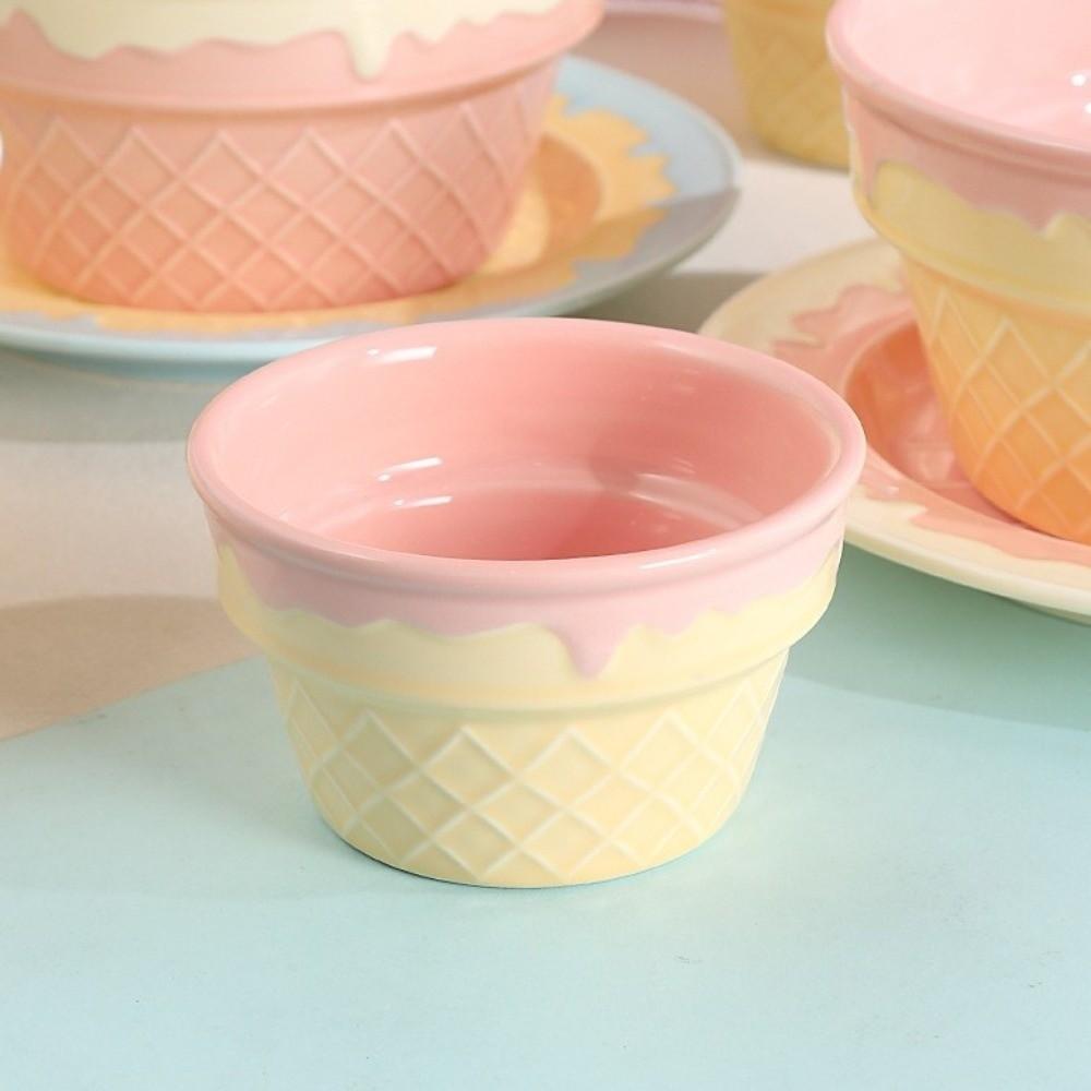 Ice Cream Shaped Ceramic Yogurt Bowl Cream Colored Dining Plate Minimalist Breakfast Plate Cafe