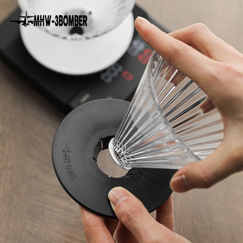 MHW-3BOMBER Glass Coffee Dripper Reusable Cone Pour Over Coffee Dripper with Filter Paper Professional Home Baristas Accessories