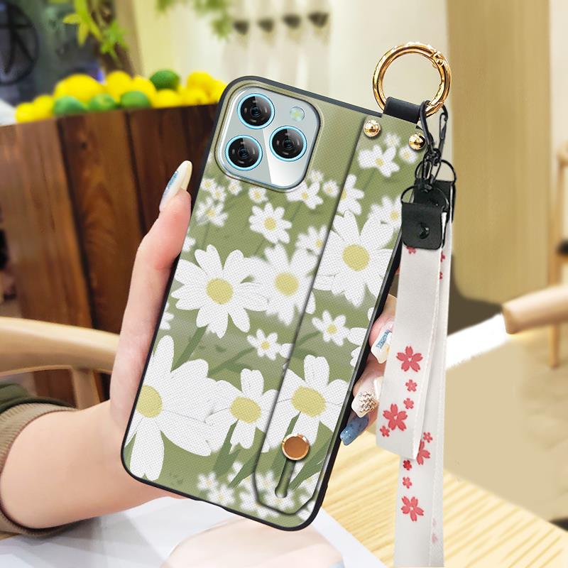 Soft case Oil Painting Phone Case For Blackview A95 Dirt-resistant Anti-dust Anti-knock Lanyard Flower Kickstand Durable