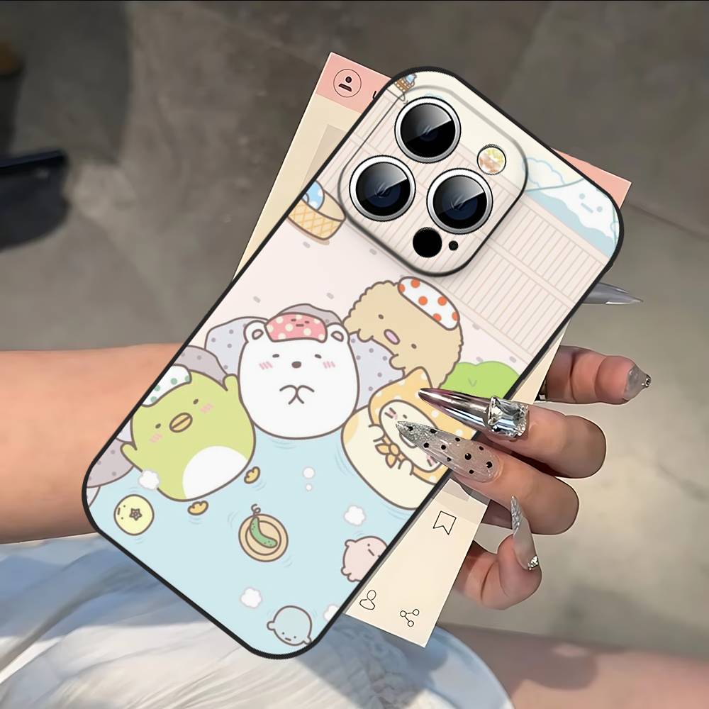 Милый чехол для телефона S-sumikko Gurashi для IPhone 17 16 15 14 13 12 11 PRO MAX PLUS Mini из мягкого ТПУ, приятный для кожи