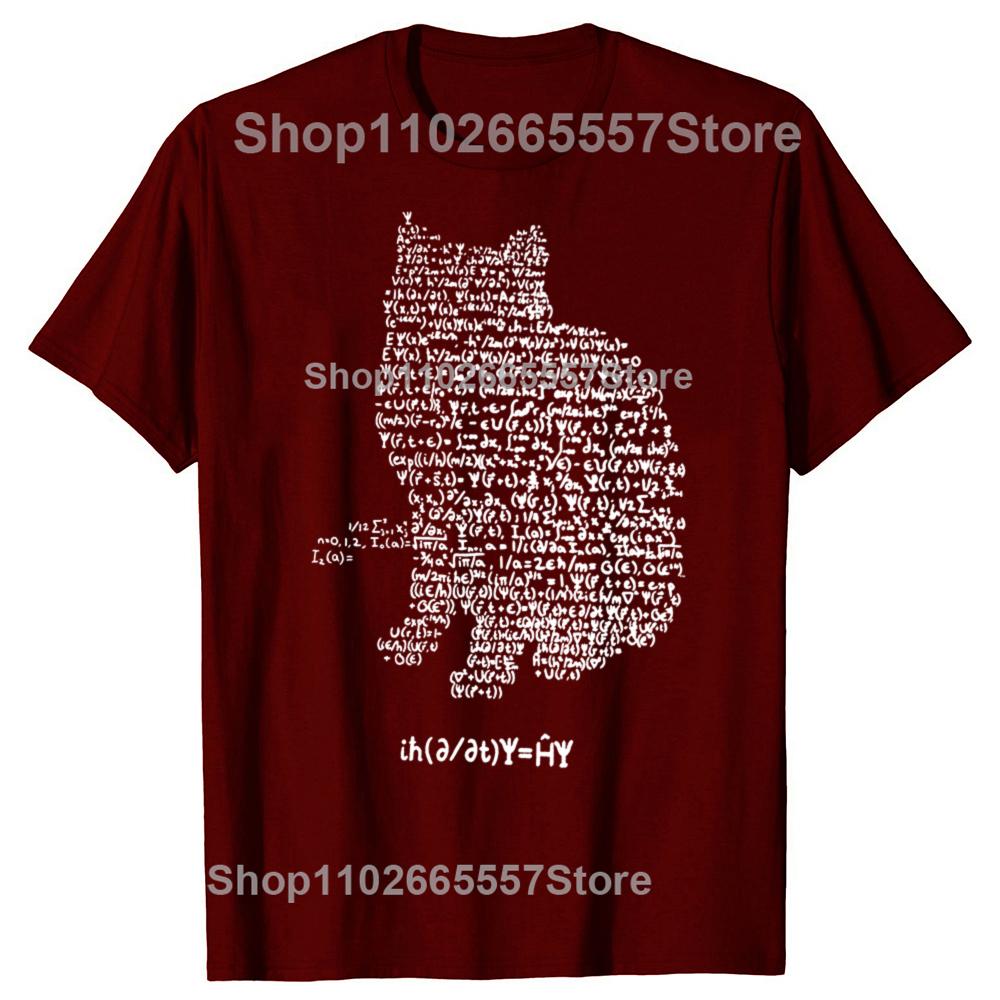 Maxwell Cat Quantum Mechanics Equation Theory T Shirts Physics and Mathematics Math Funny Cat Tshirt Oversized Men Europe Size