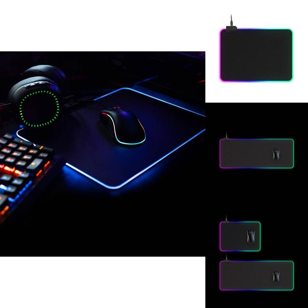 Игровой RGB коврик для мыши со светодиодной подсветкой, нескользящий резиновый коврик для стола, большого размера, для киберспорта и офиса