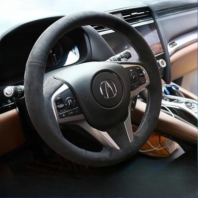 Для Acura TLX-L CDX RDX NSX MDX TLX Черная нескользящая крышка рулевого колеса автомобиля из кожи и замши, с ручной прошивкой