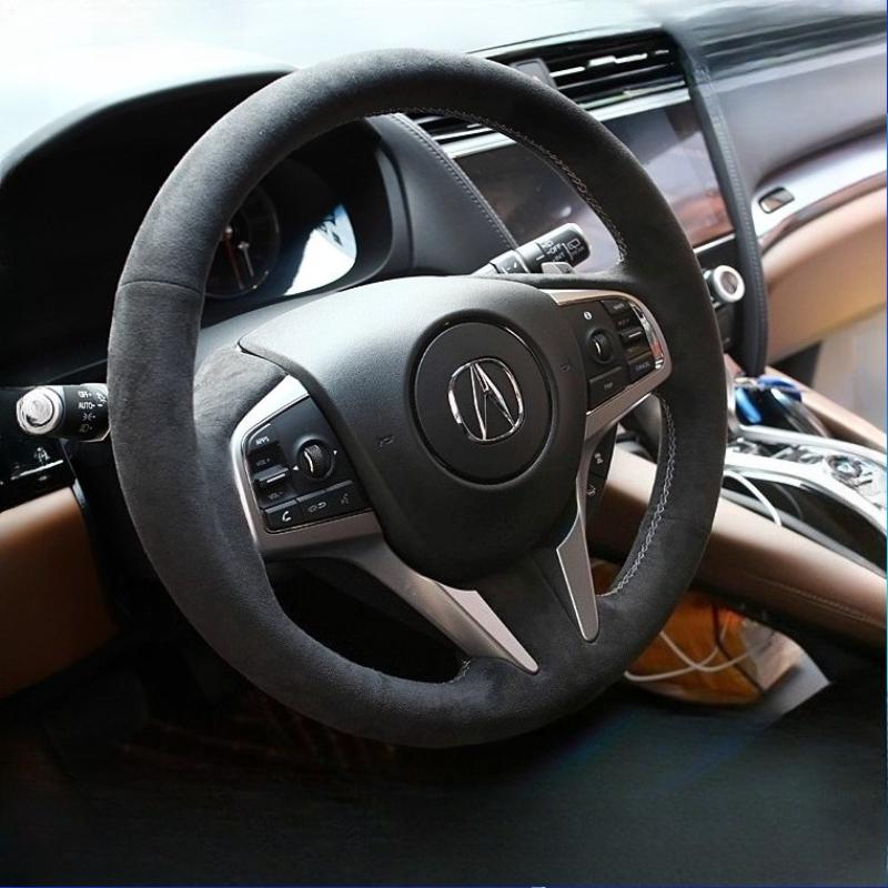 Для Acura TLX-L CDX RDX NSX MDX TLX Черная нескользящая крышка рулевого колеса автомобиля из кожи и замши, с ручной прошивкой