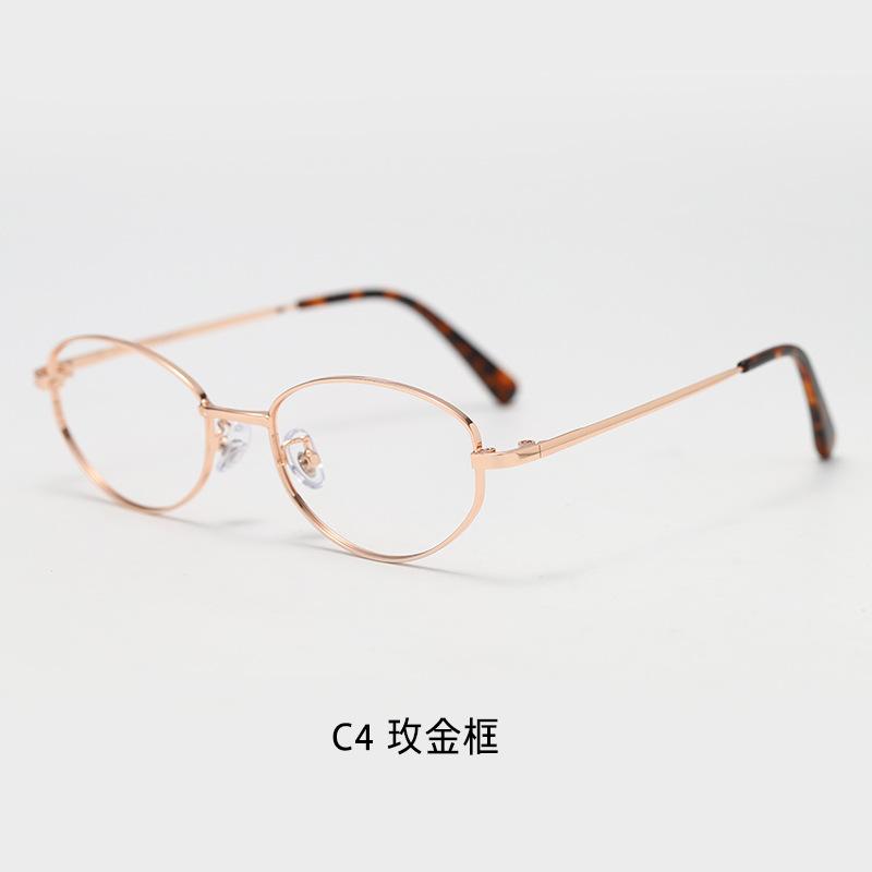 Semi-titanium silver-rimmed glasses for women with nearsightedness, available in ultra-light oval vintage old money style frames, Korean style for