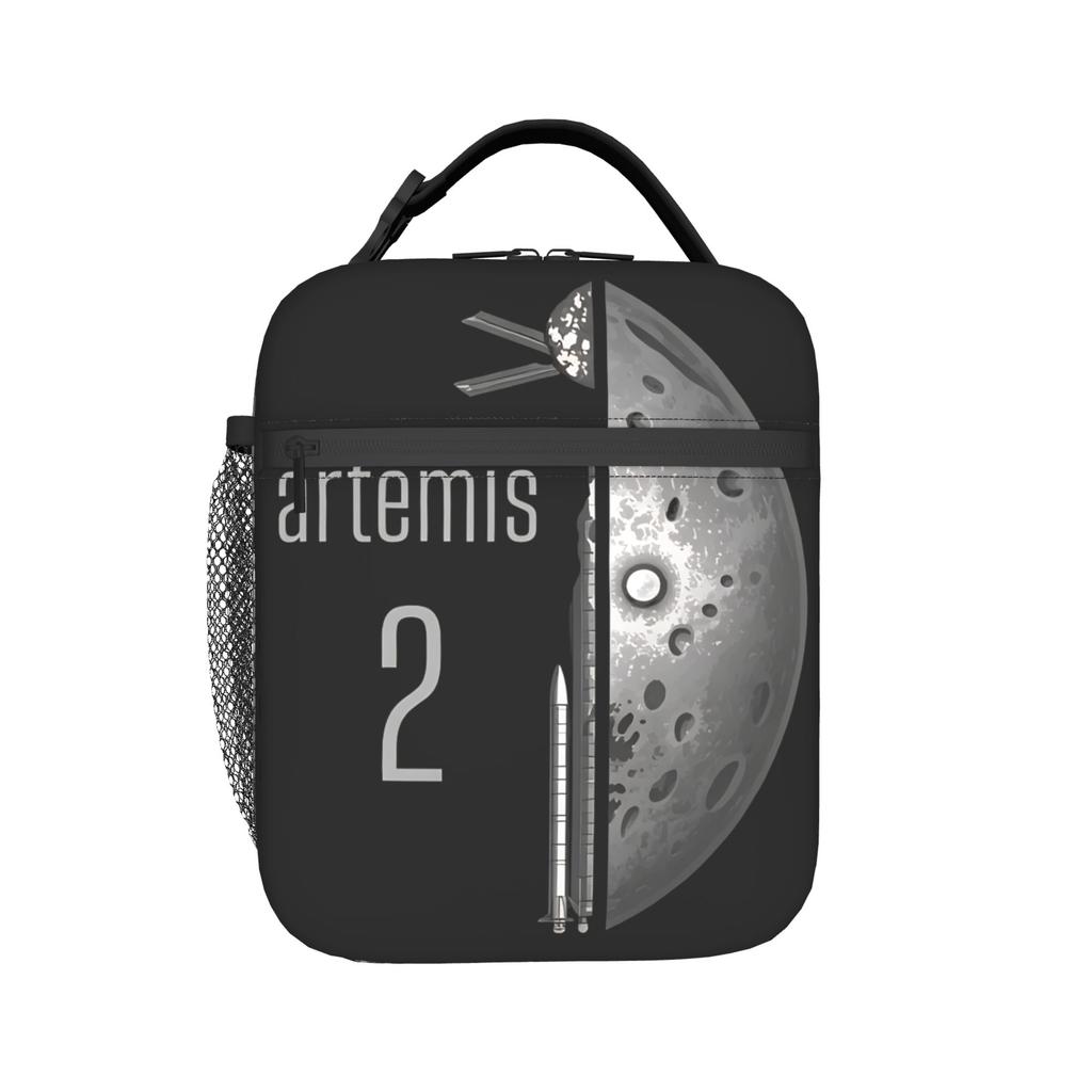 Сумка-ланчбокс Artemis II Лунная миссия Кавайный ланч-бокс Портативная термосумка для офиса Сумки-тоут для унисекс Водонепроницаемая с принтом Сумка-холодильник