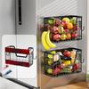 Folding Metal Storage Basket Wire Shelf Fruit Potato and Onion Storage Bins Fridge Side Basket Magnetic Spices Rack