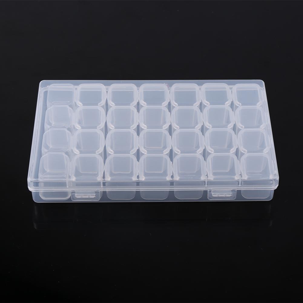 Clear Plastic 28 Slots Adjustable Tablet Medicine Pill Jewelry Storage Organizer Box Container