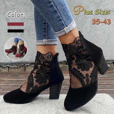 Женские повседневные сандалии на высоком каблуке с дышащей цветочной пряжой и молнией в этническом стиле