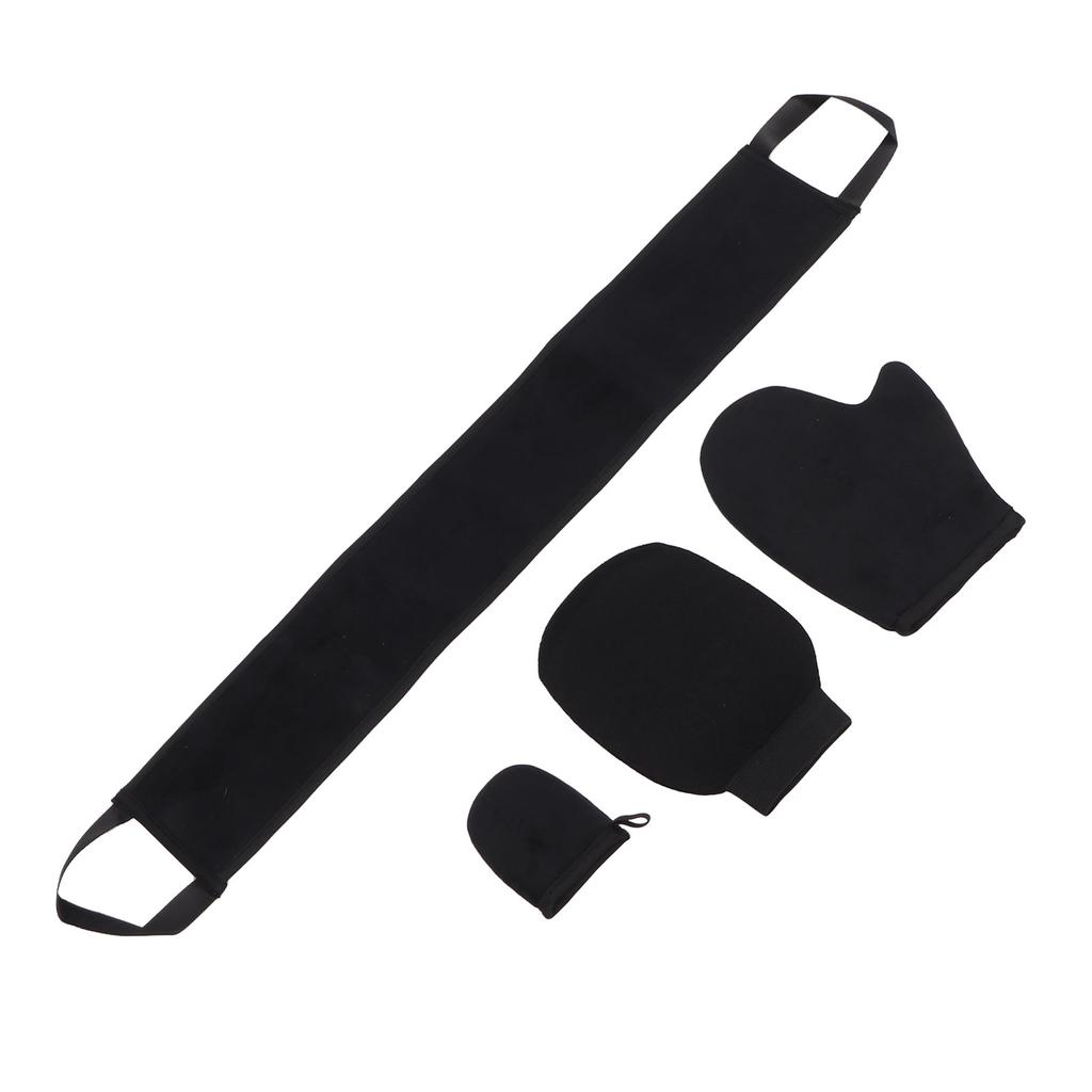 4pcs Double Faced Flocking Self Tanning Mitt Applicator Kit Exfoliating Glove Back Lotion