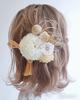 Lomeri White Hair Ornament for and Japanese T1 Tsumami-Zaiku Graduations, Hakama, Weddings, Mizuhiki, Baby's Breath, Balls, (White)