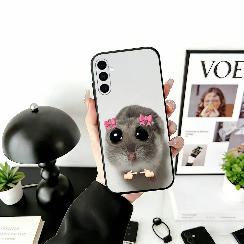 Чехол для телефона-мема S-Sad H-Hamster для Samsung Galaxy A73, A72, A71, A70, A53, A52, A51, Мягкий силиконовый черный чехол