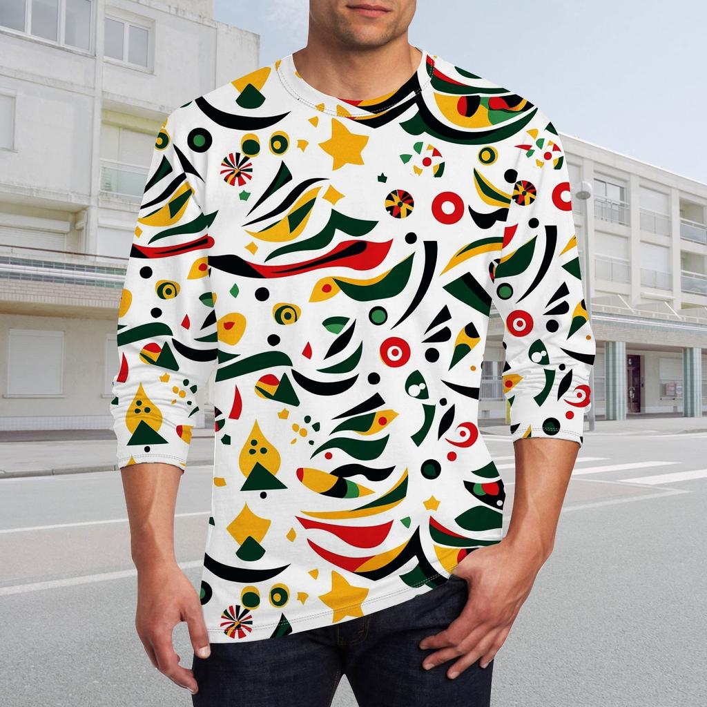 Men's T Shirt O-Neck Clothing Apparel Outdoor Long Sleeve Print Fashion Designer Vintage