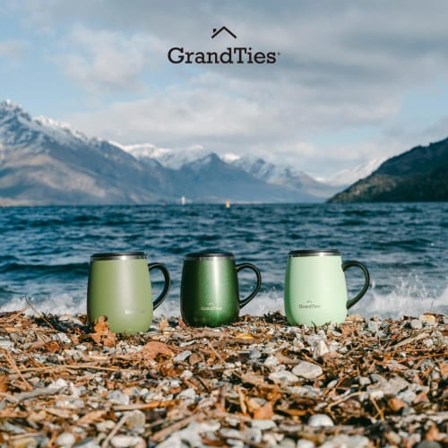 GRANDTIES Premium Vacuum Insulated Mug, 460ml, Available in 19 Colors, with Easy-Open Sliding Lid, Stainless Steel Double-Wall Vacuum Insulation, Keep