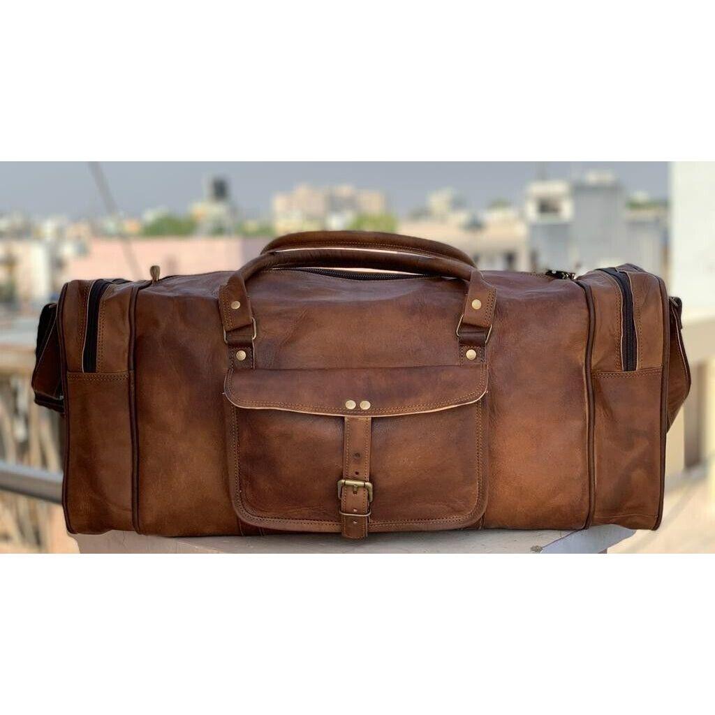 Мужская дорожная сумка из натуральной козьей кожи коричневого цвета, дорожная сумка Weekend Overnight Sport