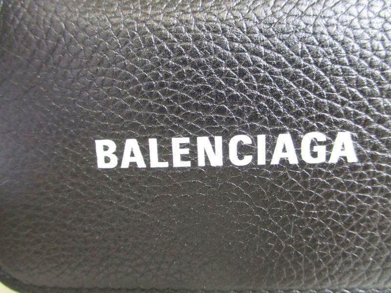 Authentic BALENCIAGA Black Leather Card Holder Accordeon Hold #9698 Refurbished