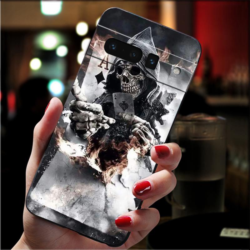 Phone Case For Google Pixel 10 9 Pro XL 9A 8 7 6 Pro Pixel 8A 7A 6A Pixel 8 7 6 5 Grim reaper skull skeleton