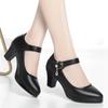 Thick Heel Platform Shoes Women Pumps 2024 Black Mary Janes Soft Leather High Heels Ladies Office Party Dress Shoes