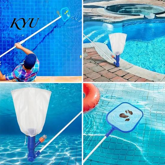 Manual Pool Suction Head Vacuum Cleaner with Detachable Pole And Leaf Bag, Water Pressure Skimmer Net, for Swimming Pools, Ponds, Fountains, Hot Tubs
