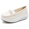 Women's Loafers Height Increase White Leather Platform Casual Thick Sole Elevator Shake Shoes