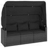 4 Piece Outdoor Sofa Set with Cushions Black Poly Rattan