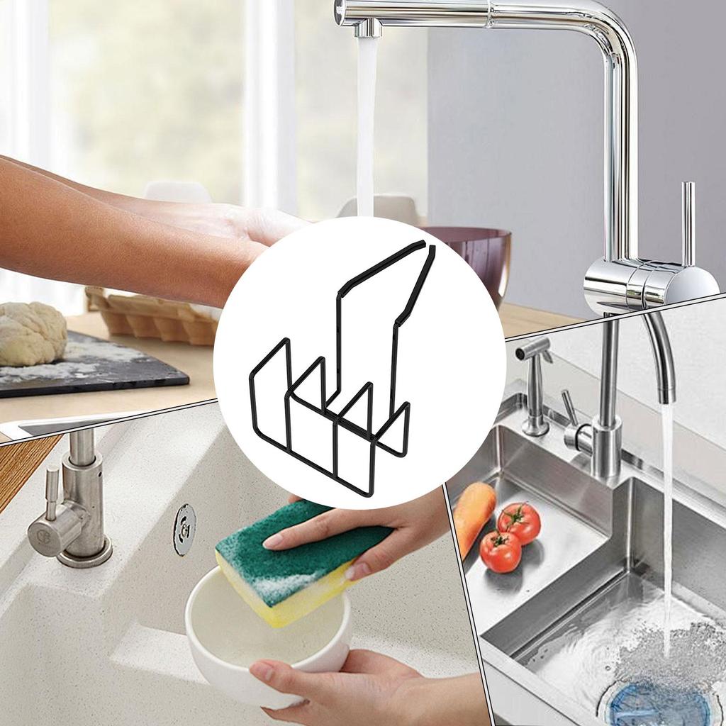 Sink Sponge Holder Rustproof 3-Slot Storage Rack Sponge Holder For Kitchen Sink For Scrubber Cleaning Brush Soap Dish Cloths