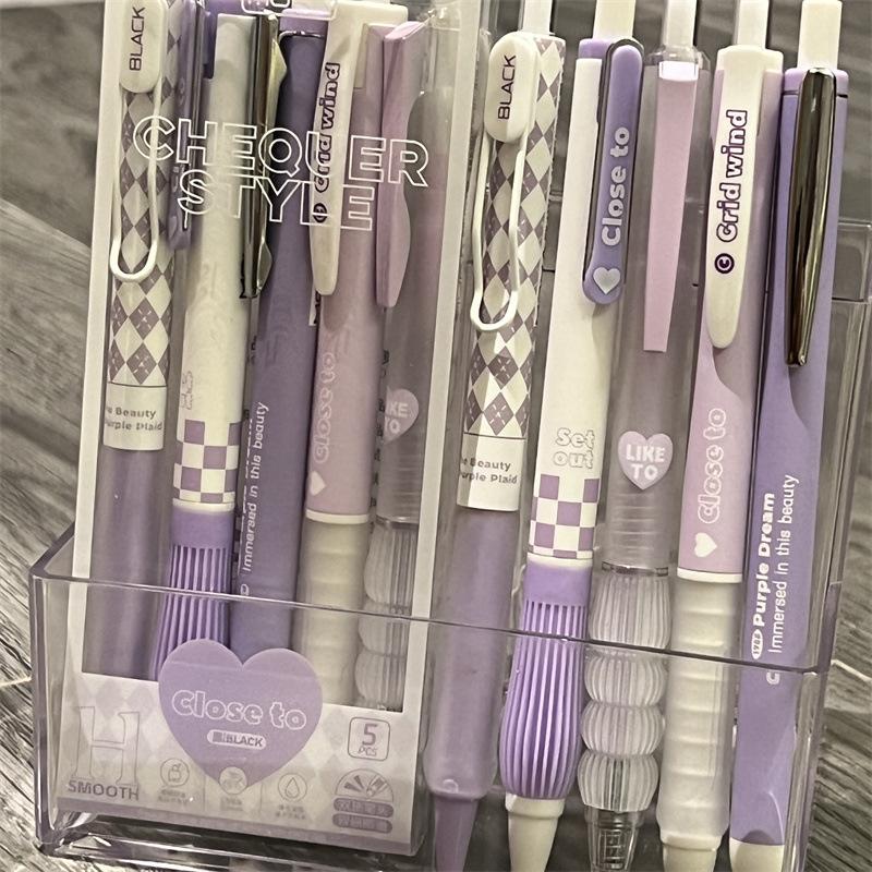 5 шт./кор. Ins Aesthetic Blush Gradient Color Gel Pen Kawaii Girls Stationery 0,5+0,38 мм Black Ink Quick-dr Test Note Writing Pen