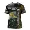 Retro Men's T-shirt, Outdoor Sports Short Sleeved T-shirt with 3D Fishing Print, Men's Casual T-shirt, Loose T-shirt, Men's Streetwear