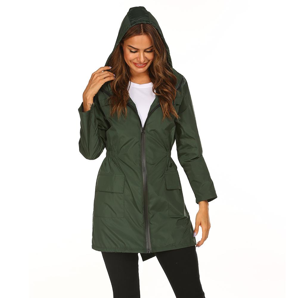 Autumn Winter Women's Jacket with Waist Cinched Hooded Lightweight Suit Windcheaters Jackets