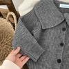 Korean Version Children's Clothing Autumn Winter Girls Set Knitted Sweater Black Pants Two Piece Set