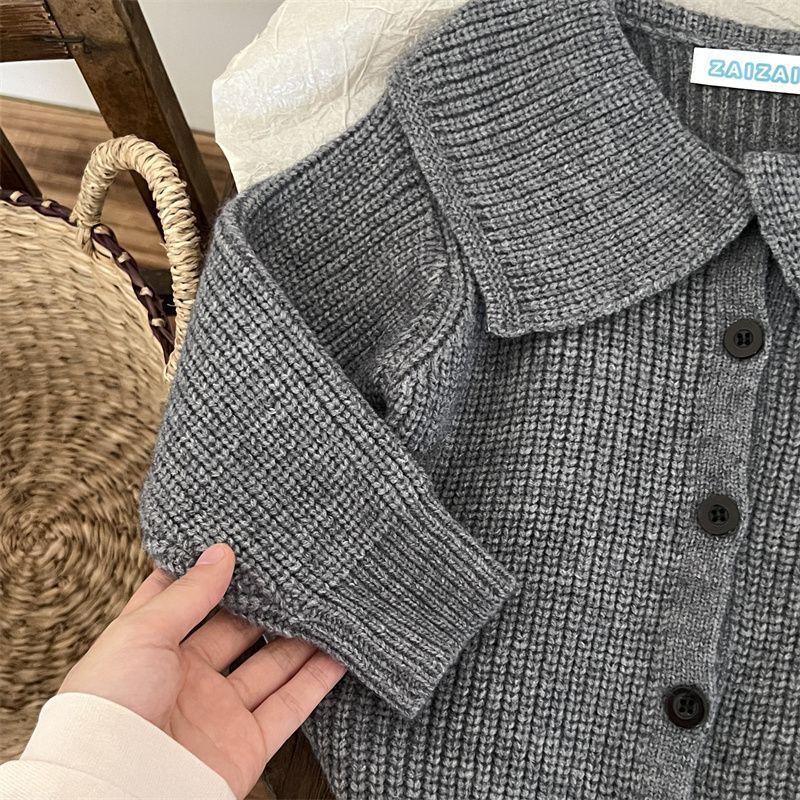 Korean Version Children's Clothing Autumn Winter Girls Set Knitted Sweater Black Pants Two Piece Set
