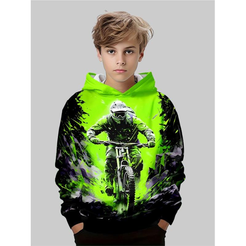 Autumn Extreme Sports Graphic 3D Printed Hoodies Fashionable Casual Sports Long Sleeved Children's Boy Hooded Sweatshirts