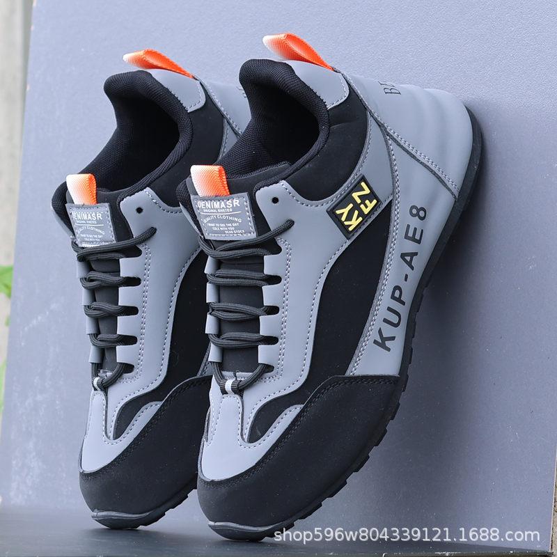 2024 новая осенне-зимняя коллекция, мужская обувь, кожаная спортивная обувь, универсальный тренд, водонепроницаемая мягкая подошва, беговая повседневная обувь