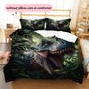 Roaring Jungle Dinosaur  Pattern Bedding Quilt Set Quilt Cover Pillowcase Home Decoration  Gift (1 * duvet cover + 2 * pillowcase, without core)