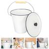 High Strength Enamel White Enamel Bucket Bucket with Lid Vintage Storage Metal Can for Paint Water Sand Milk Oil