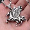 Панк Винтаж Подвеска Единорог Пегас Ожерелье Для Мужчин 316L Нержавеющая Сталь Греческая Мифология Крылья Пегаса Ожерелья Ювелирные Изделия Подарки